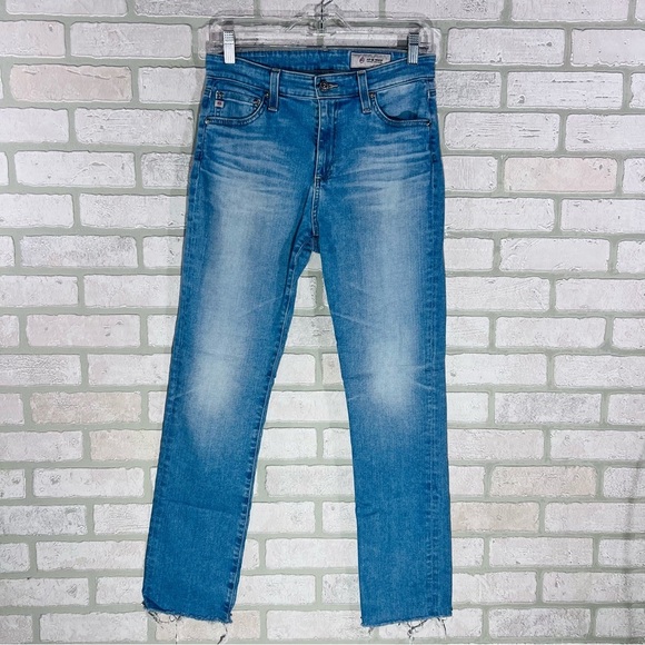Ag Adriano Goldschmied The Mari High Rise Straight Leg Raw Hem Jeans Size 28 - Picture 4 of 10